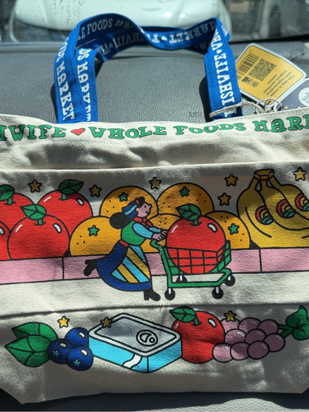 Fishwife x Whole Foods Market Canvas Tote - Cream with Bright Fruit Print - Picture 2 of 2